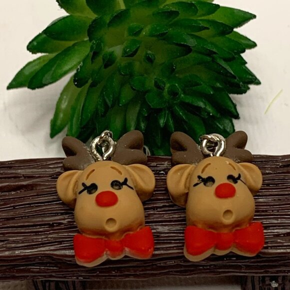 Reindeer Earring, Rudolph Earring, Gift Idea, Christmas Earring, Holiday Earring - Picture 2 of 6